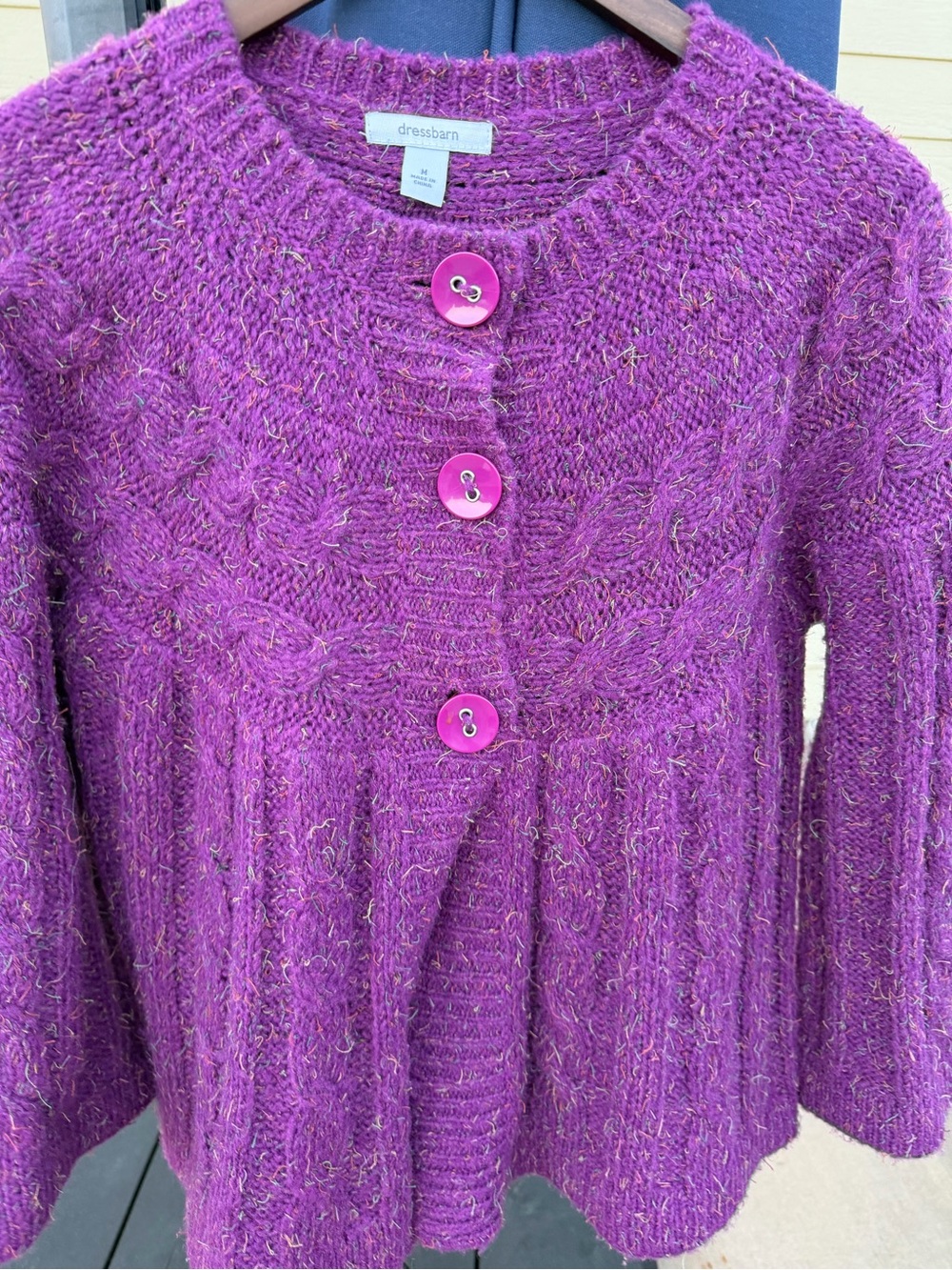 Wool blend !! Purple Knit Button-Front Women's Sweater